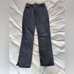 A&F Black Washed Straight Leg Jeans